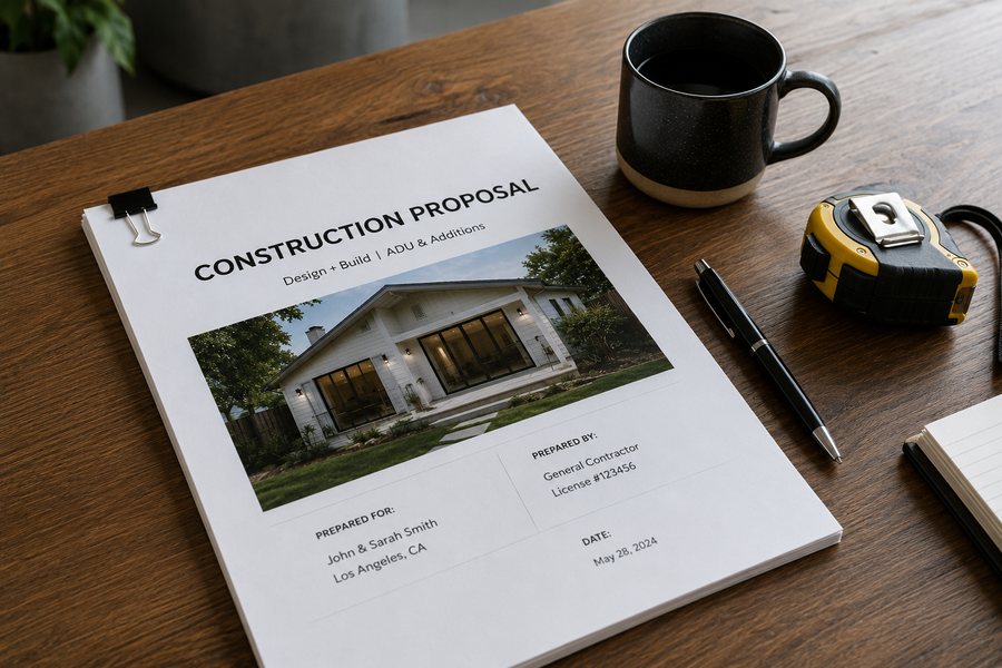 A construction proposal prepared for a homeowner, ready to compare side by side
