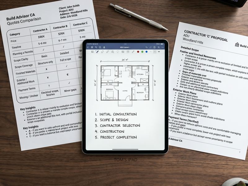 Project plans and bids laid out