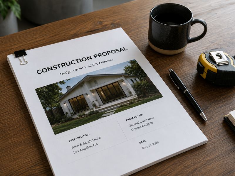 A contractor proposal with the license number on the cover