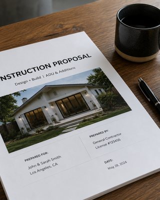 A contractor proposal on a table